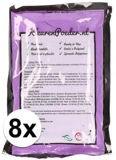 Zakje Holi kleurpoeder - 8x - paars - 100 gram - feestartikelen - Heilig Indiaas kleurenpoeder