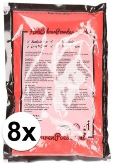 Zakje Holi kleurpoeder - 8x - rood - 100 gram - feestartikelen - Heilig Indiaas kleurenpoeder