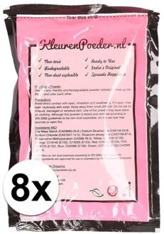 Zakje Holi kleurpoeder - 8x - roze - 100 gram - feestartikelen - Heilig Indiaas kleurenpoeder