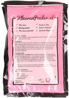 Zakje Holi kleurpoeder - roze - 100 gram - feestartikelen - Heilig Indiaas kleurenpoeder