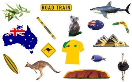 Zakje tafel Confetti Australie thema - ongeveer 54x stuks - Feestartikelen/versieringen