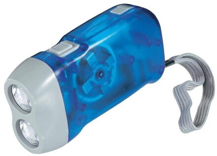 Zaklamp knijpkat/dynamo - dubbele LED - Blauw - Batterij loos verlichten