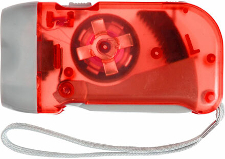 Zaklamp knijpkat/dynamo - dubbele LED - Rood - Batterij loos verlichten