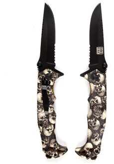 Zakmes - doodhoofd print - metaal - 22 cm - survival / noodpakket