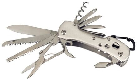 Zakmes met 12 functies - RVS - multitool - zilverkleurig - handige zakmessen - 10 cm