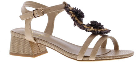 Zanaira rafia bloemen | maat: | kleur: | dames sandalen Beige - 38