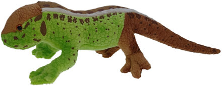 Zandhagedis knuffel - 38 cm - groen/bruin - pluche knuffel