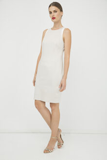 Zandkleurige mouwloze jurk met contrastdetail - EU 44 / UK 16