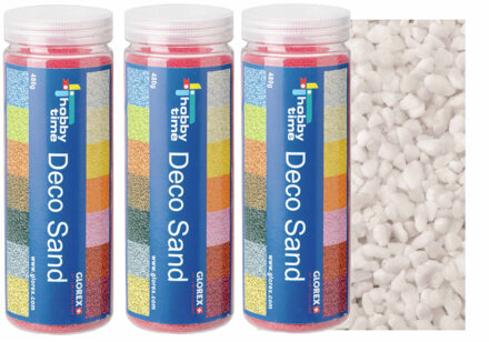 zandkorrels/kleine kiezelsteentjes - 3x - wit - 480 gram - vulmateriaal