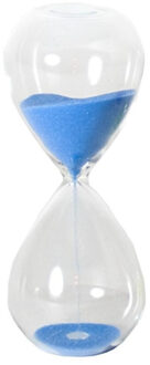 Zandloper cilinder Timer - decoratie of tijdsmeting - 10 minuten blauw zand - H16 cm - glas