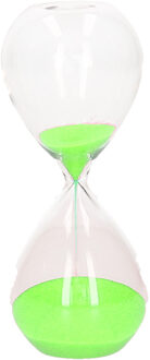 Zandloper cilinder Timer - decoratie of tijdsmeting - 10 minuten groen zand - H16 cm - glas - Zandlopers