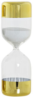 Zandloper cilinder Timer - decoratie of tijdsmeting - 15 minuten wit zand - D6,5 x H20,5 cm cm - glas - Zandlopers