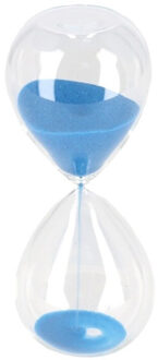 Zandloper cilinder Timer - decoratie of tijdsmeting - 5 minuten blauw zand - H12 cm - glas - Zandlopers