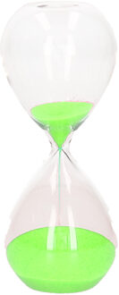 Zandloper cilinder Timer - decoratie of tijdsmeting - 5 minuten groen zand - H12 cm - glas - Zandlopers