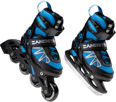 Zandstra Sport 2-in-1 Schaats/Skate Combo Junior (verstelbaar) blauw - zwart - zilver - 33-36