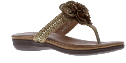 Zaviery bloem teenslipper | maat: | kleur: | dames slippers Beige - 37