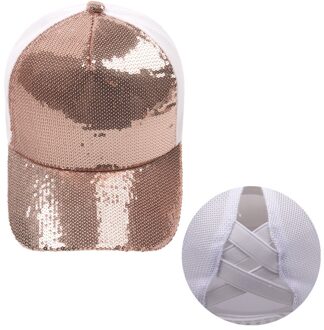 Zawaland Effen Kleur Pailletten Cross Paardenstaart Hoeden Damesmode Toevallige Piekte Hoeden Zomer Outdoor Zon Bescherming Baseball Caps WR-MZ034