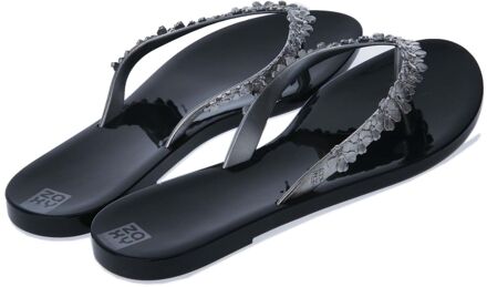 Zaxy Flower Shine teenslippers voor dames, zwart