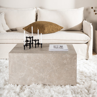 Zayn houten marmerlook salontafel grijsbeige - 80 x 60 cm
