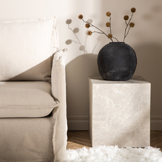 Zayn vierkante marmerlook bijzettafel beige - 40 x 40 cm