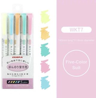Zebra 5 Stks/set Markers Pen Dubbele Hoofd Highlighter Liner Pen Leuke Art Markers Japanse Art Kantoorbenodigdheden Fluorescence kleur