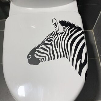 Zebra Cartoon Pvc Waterdichte Wc Sticker Nordic Funny Animal Muur Decor Bathoom Home Decoratie Verwijderbare Behang zebra hoofd sticker