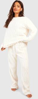 Zebra Fleece Trui En Broek Set, Cream - 34