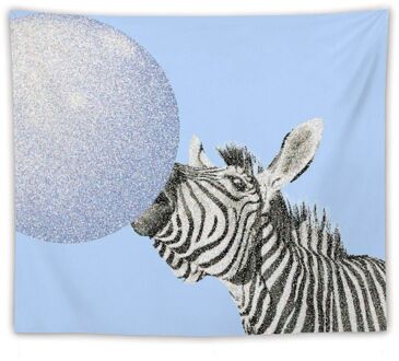 Zebra Kauwgom Blauw Tapijt Muur Opknoping Zandstrand Gooien Tapijt Deken Camping Tent Slapen Pad Wandtapijten Kauwgom Zebra 60inx60in