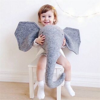 Zebra/Olifant/Giraffe 3D Dierenkop Muur Mount Knuffels Kinderen Kinderkamer Muur Opknoping Decoratie Verjaardag Kerst grijs olifant