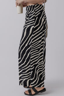 Zebra Print Wijd Gesneden Broek Zwart