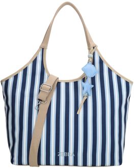 Zebra trends Mira Shopper middenblauw schoudertas dames - H 25 x B 36 x D 8 cm