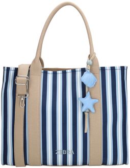 Zebra trends Mira Shopper middenblauw schoudertas dames - H 33 x B 42 x D 13 cm