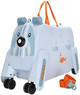 Zebra trends Ranger Trolley light blue kinderkoffer hardcase koffer Blauw - H 36.50 x B 54.80 x D 24 cm