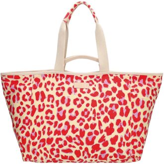 Zebra trends Richelle Beachbag leopard red damestas Rood - H 35 x B 65 x D 24 cm