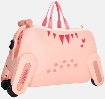 Zebra trends rol handbagage zitkoffer roze