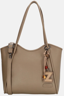 Zebra trends Sofie shopper met laptopvak 13 inch taupe