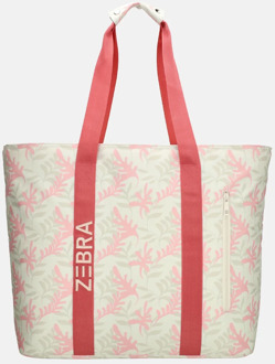 Zebra trends strandtas met koelvak abstract roze