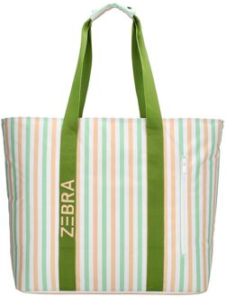 Zebra trends strandtas met koelvak retro stripes Groen