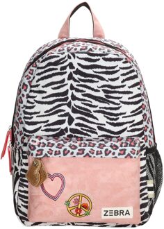 Zebra trends tiger leopard kinderrugzak M panter wit/roze