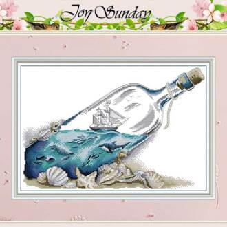 Zee in een fles Geteld Kruissteek 11CT Gedrukt 14CT Kruissteek Sets kruissteek Kits Borduren Handwerken 14CT afbeelding printed
