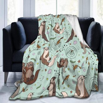 Zee Otters Fleece Deken Thermische Fleece Deken Premium Flanel Fleece Gooien Deken Luxe Couch Gooi Deken Voor Bed Couch 150x200cm