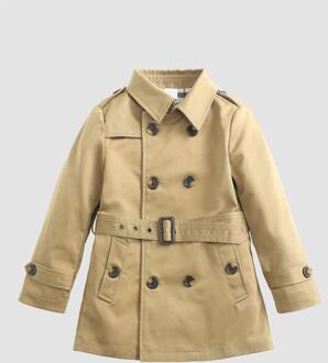 Zeelt Jas Jongen Meisje Kleding Winddicht Jas Britse Double Breasted Windjack Turn-Down Kraag Knop Riem Kids Uitloper 12m