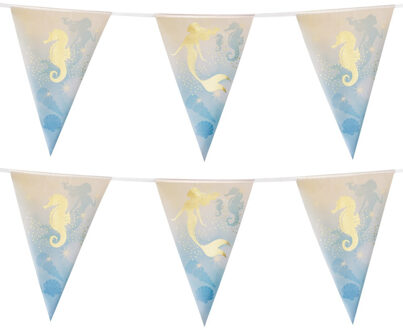Zeemeermin thema vlaggenlijn - 2x - themafeest - folie vlaggenlijnen - 400 cm - kinder verjaardag