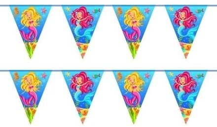 Zeemeermin themafeest vlaggenlijn - 2x - feestslinger - 10 meter - kinderverjaardag - plastic