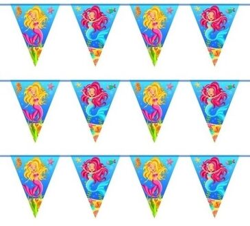 Zeemeermin themafeest vlaggenlijn - 3x - feestslinger - 10 meter - kinderverjaardag - plastic