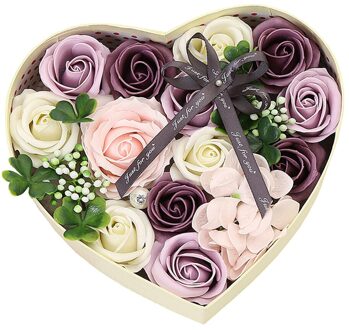 Zeep Bloem Kunstbloemen Bloem Hoofd Boeket Maken Geschenkdoos Met Bloemist Bruiloft Valentijnsdag Hart Paars