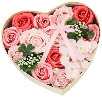 Zeep Bloem Kunstbloemen Bloem Hoofd Boeket Maken Geschenkdoos Met Bloemist Bruiloft Valentijnsdag Hart Roze