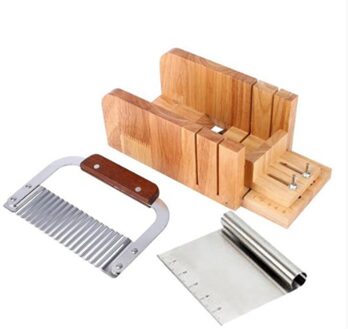 Zeep Cutter Tool 3 Pack Verstelbare Hout Loaf Cutting Doos Met Rvs Golvend Straight Blade Voor Handgemaakte