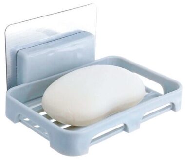 Zeep Gerechten Afvoer Wall Mounted Zeep Spons Houder Magazijnstelling Badkamer Organisator Zeep Aftappen Houder Keuken Opknoping Zeepkist Blauw