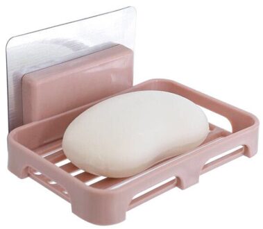 Zeep Gerechten Afvoer Wall Mounted Zeep Spons Houder Magazijnstelling Badkamer Organisator Zeep Aftappen Houder Keuken Opknoping Zeepkist Roze